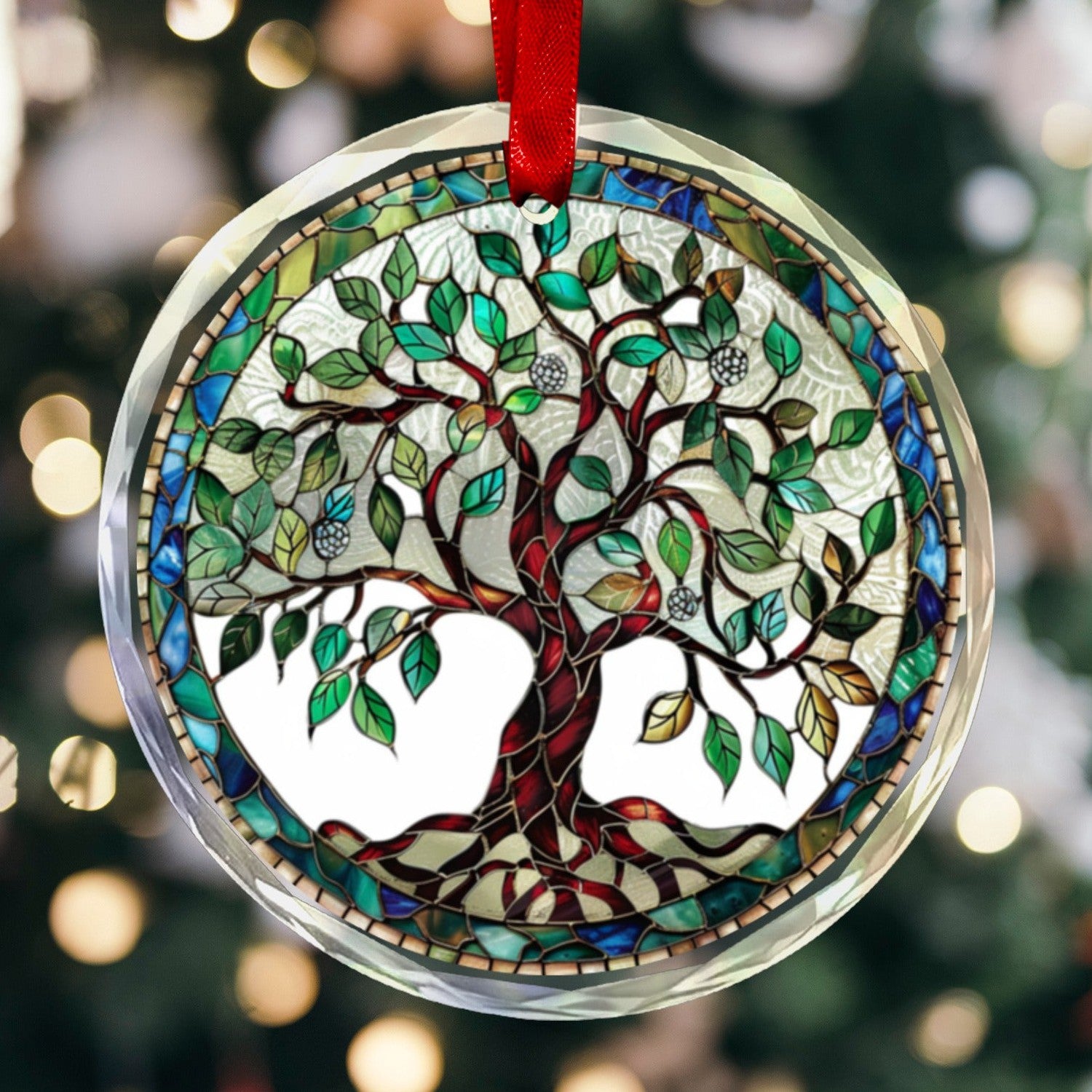 Tree of life Glass Christmas Ornament-MoonChildWorld