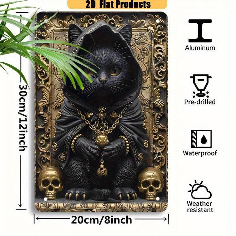 Wizard Cat Wall Art Wall Art Wicca Black Cat Metal Sign Gothic Witchcraft Wall Decor-MoonChildWorld