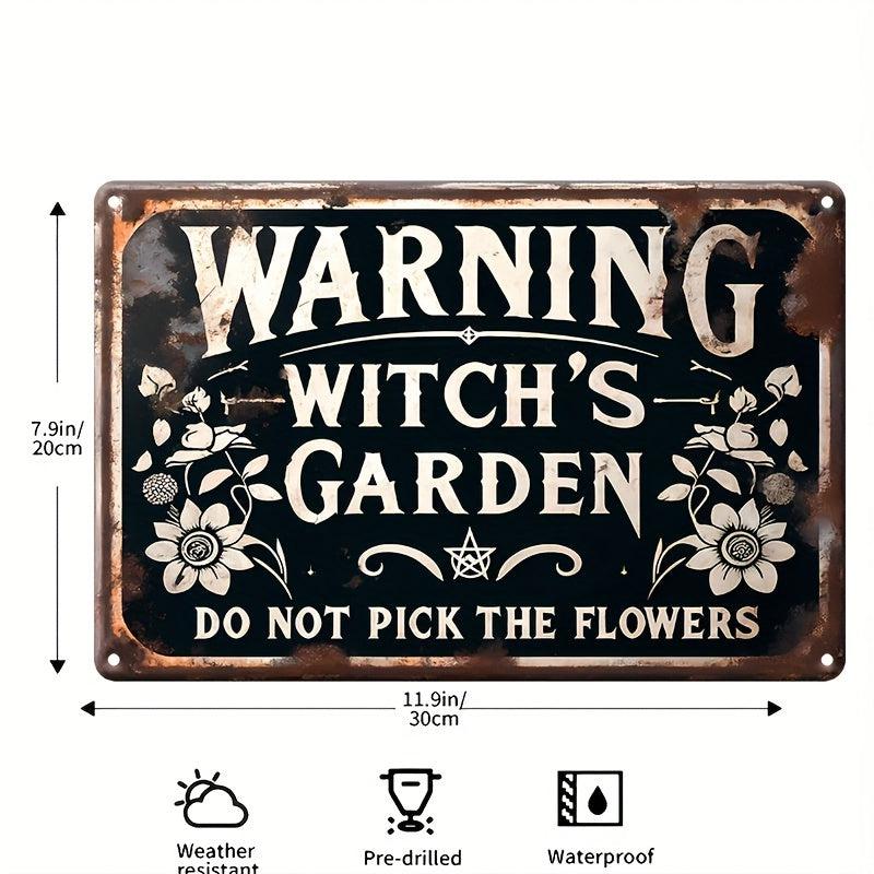 Witch's Garden Metal Sign Witch Wall Decor Halloween Welcome Sign-MoonChildWorld