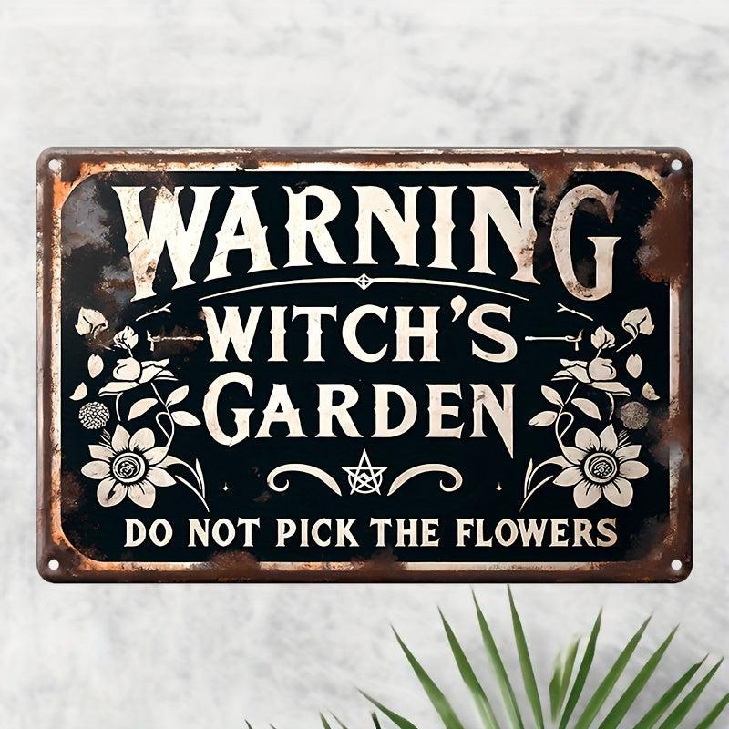 Witch's Garden Metal Sign Witch Wall Decor Halloween Welcome Sign-MoonChildWorld