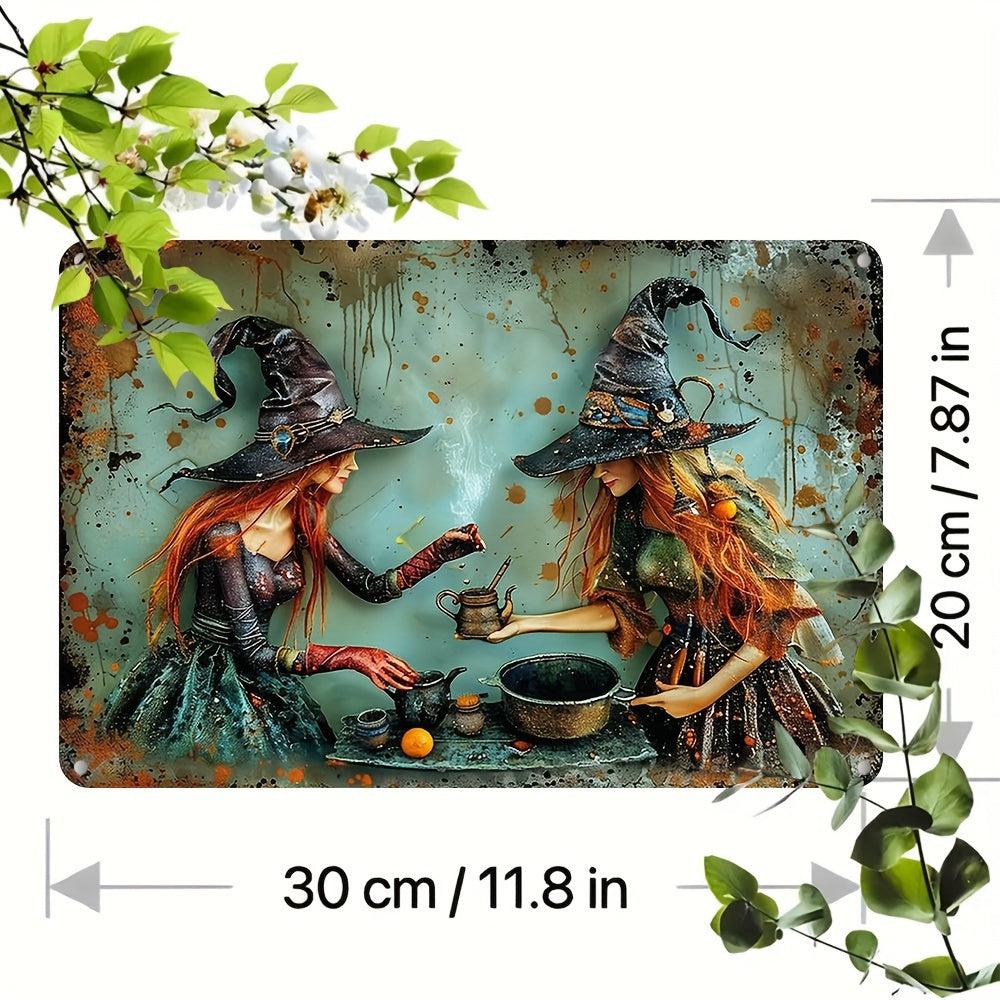 Kitchen Witch Wall Art Witchy Metal Sign for Halloween Wall Decor-MoonChildWorld