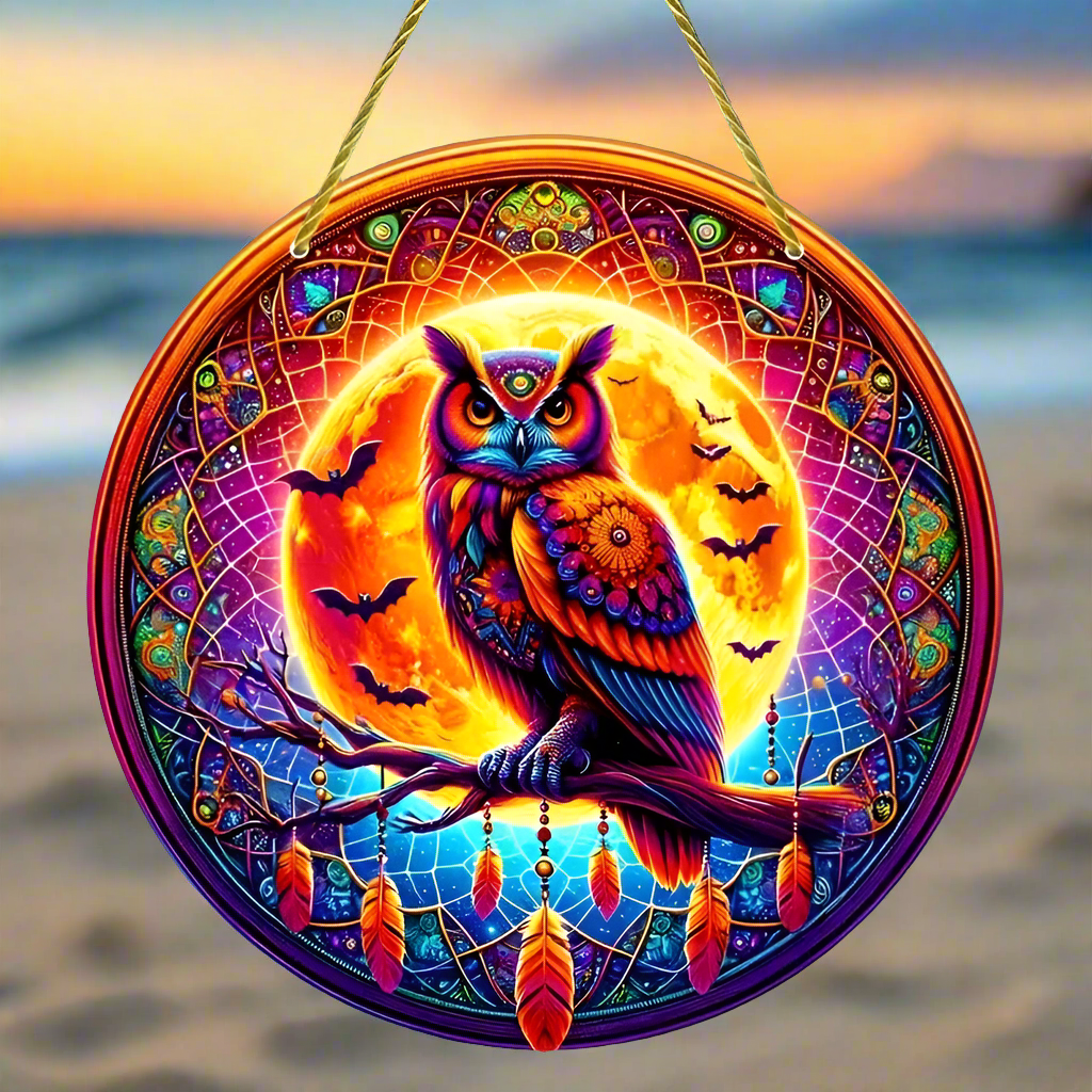 Spirit Owl Suncatcher Witchy Acrylic Sign-MoonChildWorld