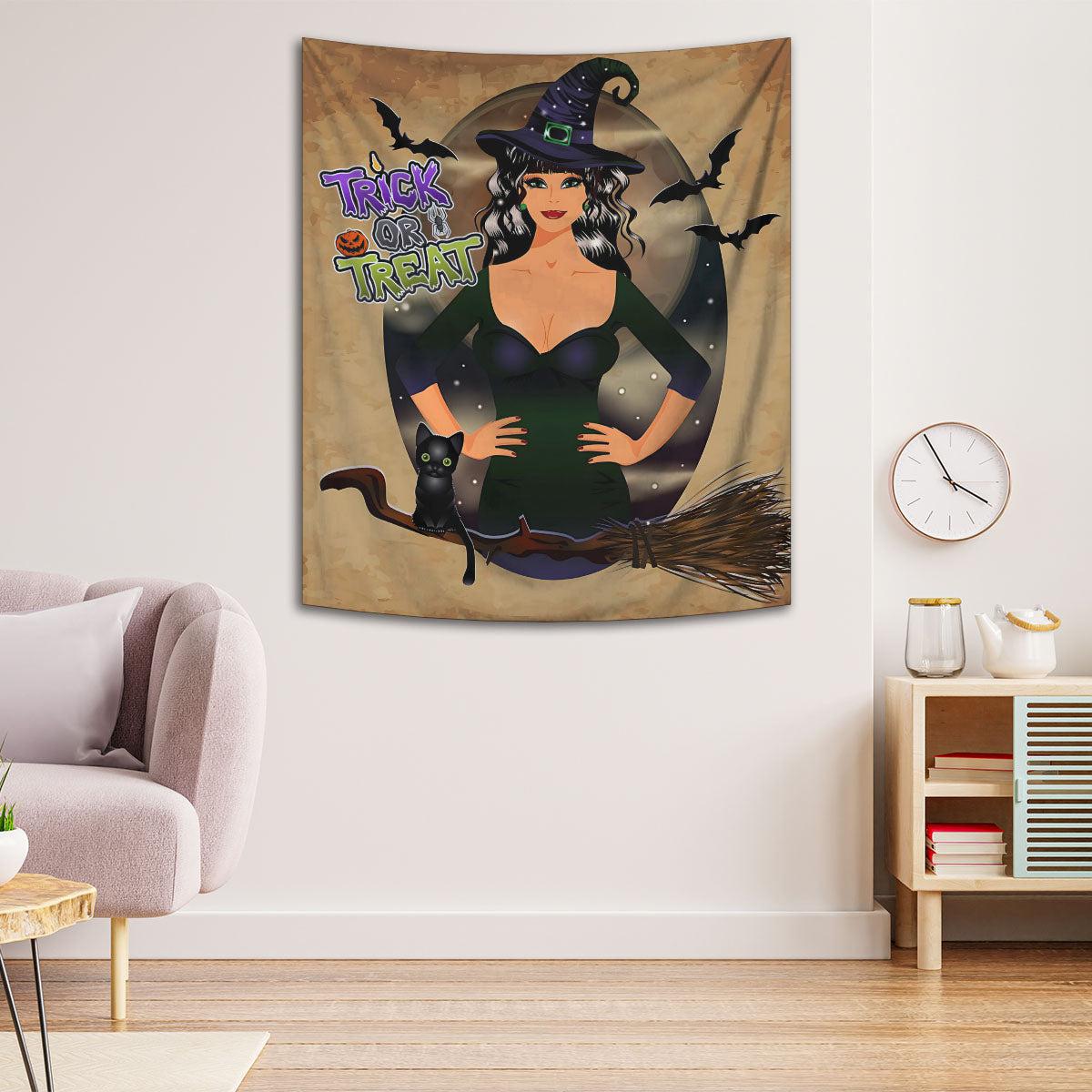 Dark Witch Gothic Tapestry Halloween Wall Hanging-MoonChildWorld