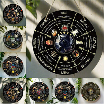 Magical Wheel of Year Pagan Festival Sign Pagan Calendar Wooden Sign-MoonChildWorld