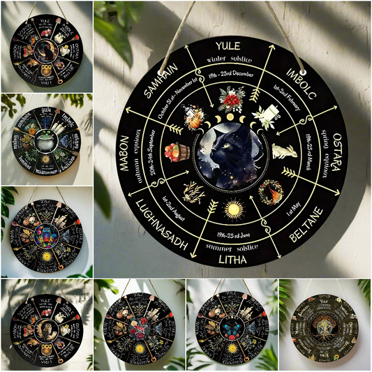 Magical Wheel of Year Pagan Festival Sign Pagan Calendar Wooden Sign