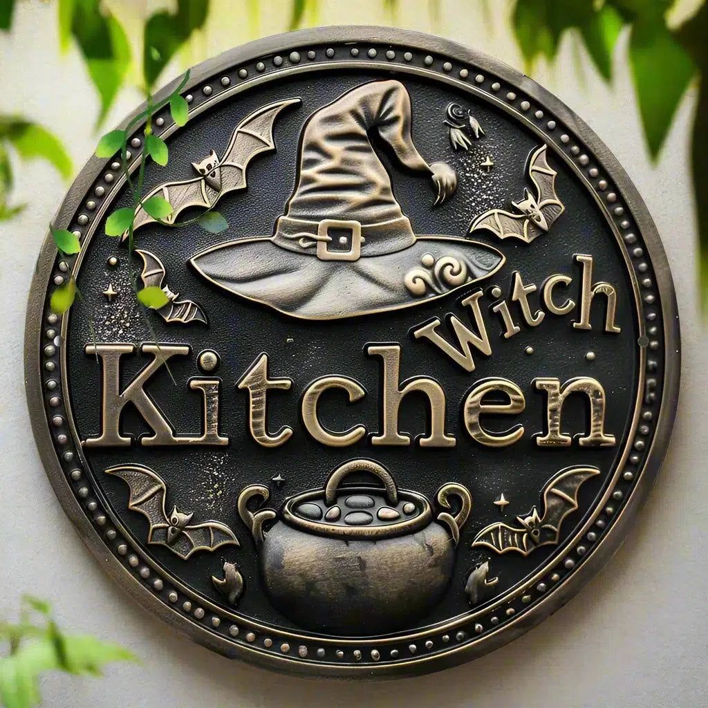 Witch Kitchen Metal Sign Witchy Wall Sign For Halloween-MoonChildWorld