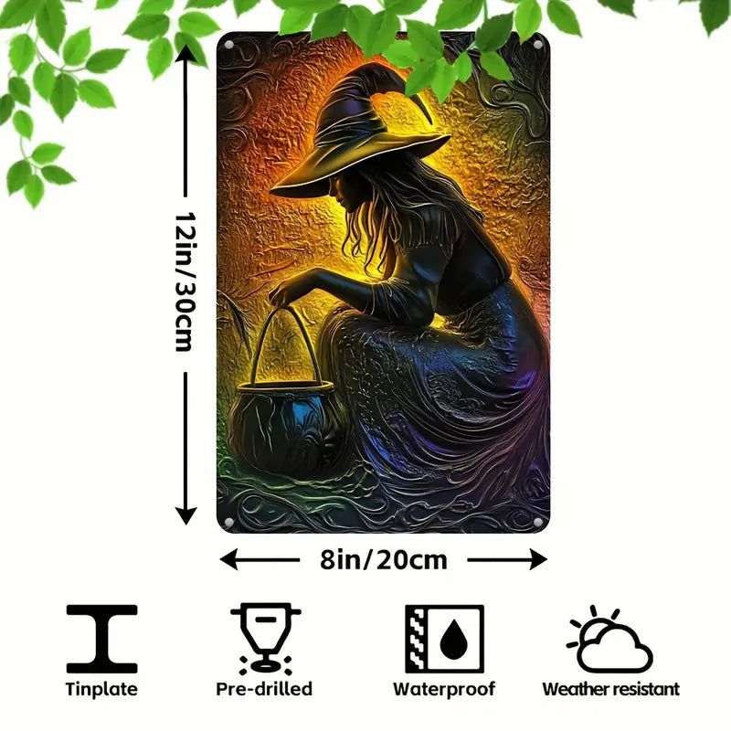 Mystic Witch Wall Art Witchy Metal Sign for Yule Decoration-MoonChildWorld