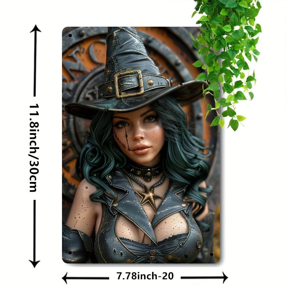 Steampunk Witch Wall Sign Gothic Witch Metal Sign Halloween Wall Decor-MoonChildWorld