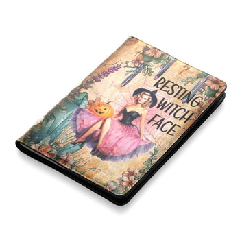 Resting Witch Face Vintage Halloween Leather Notebook A5