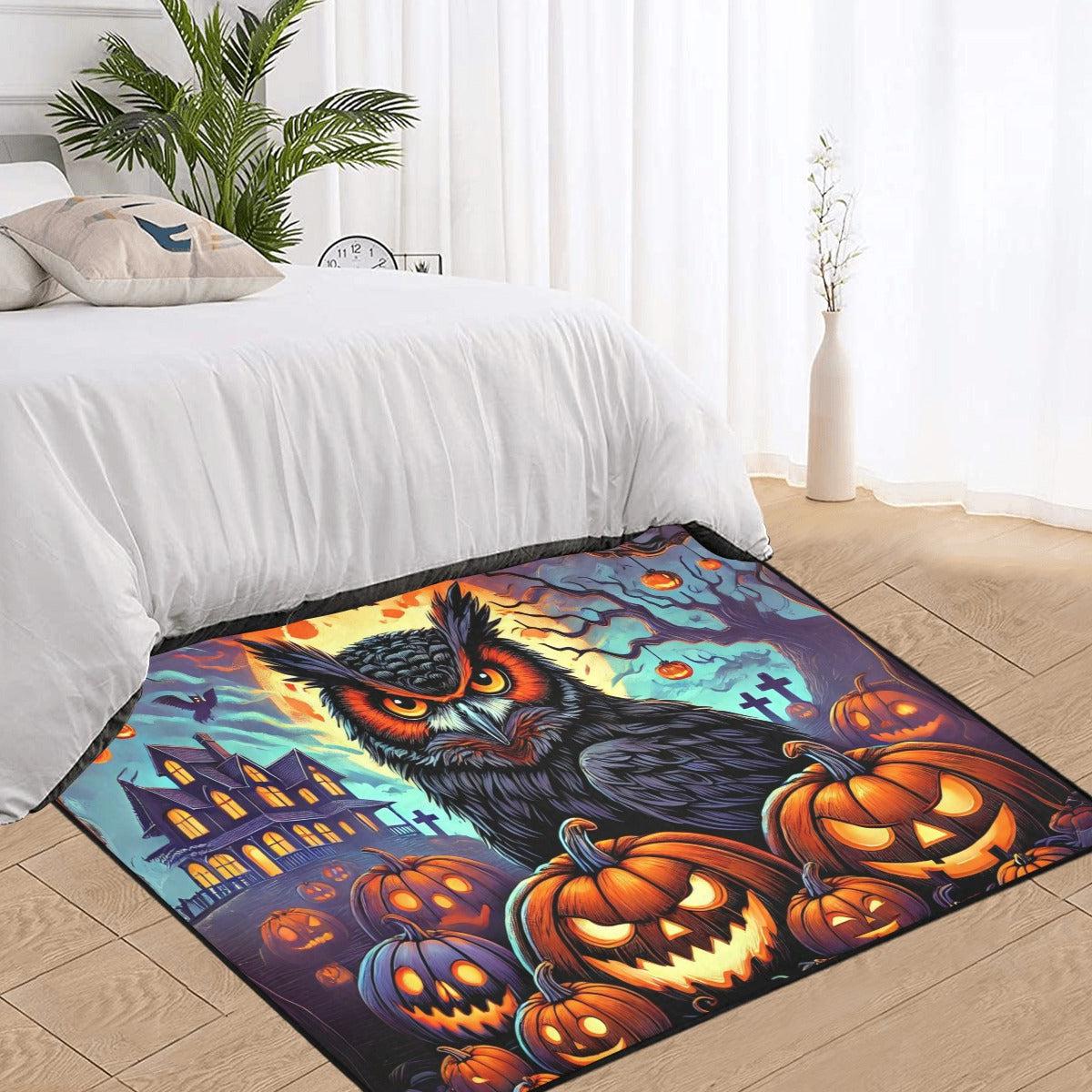 Pumpkin Owl Area Rug Witchy Owl Gothic Carpet for Halloween-MoonChildWorld