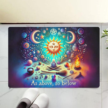 Celestial Sun and Moon Doormat Wicca Doormat for Pagan Home Decor