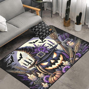 Gothic Pumpkin Halloween Area Rug Witchy Carpet-MoonChildWorld