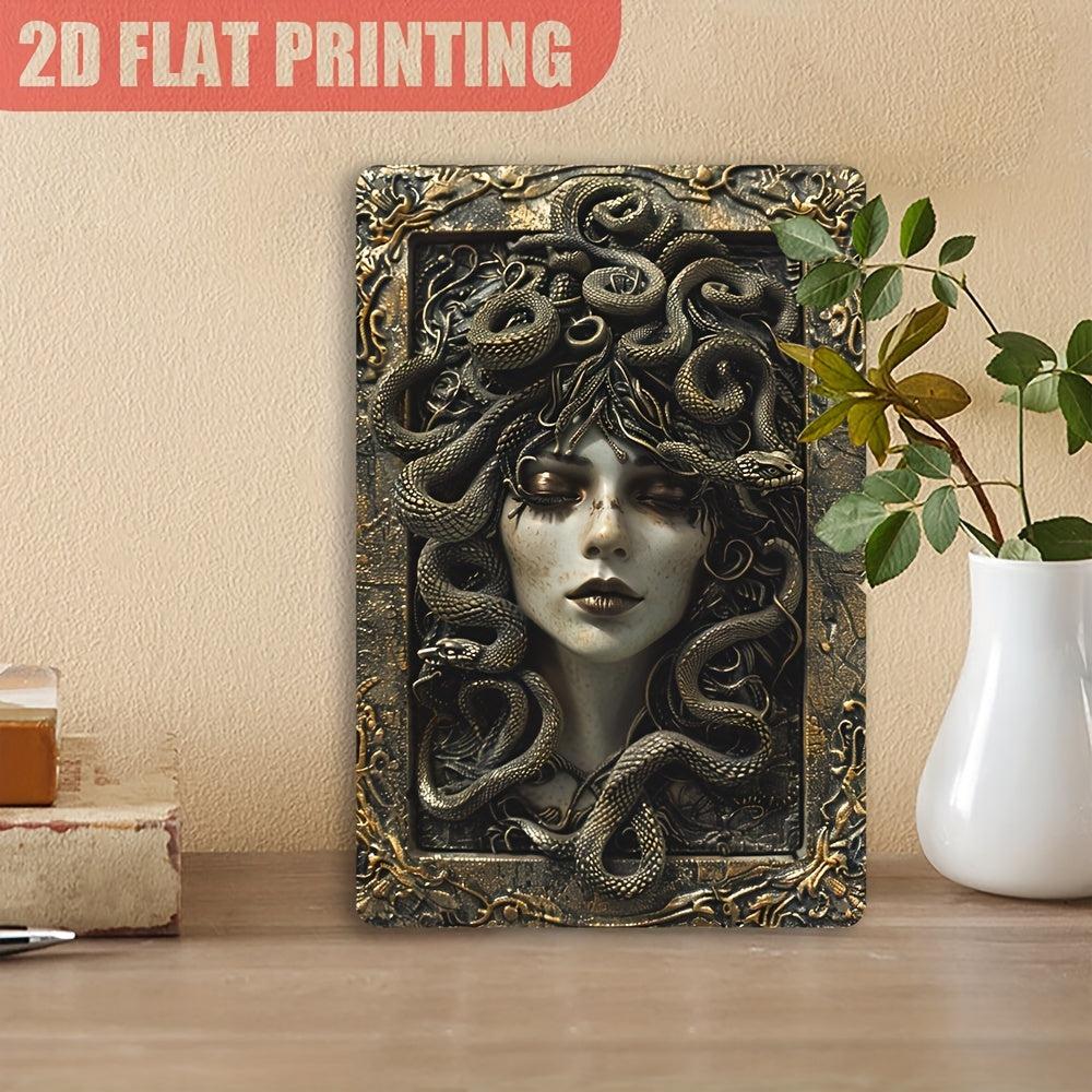 Vintage Medusa Aluminum Wall Sign Medusa Metal Sign Greek Mythology Decor-MoonChildWorld