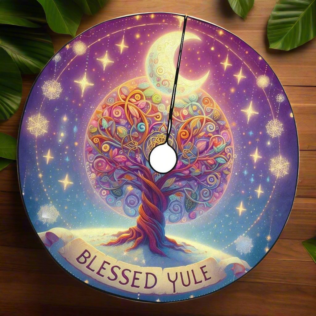 Spiritual Tree of Life Christmas Tree Skirt for Pagan Yule Decor-MoonChildWorld