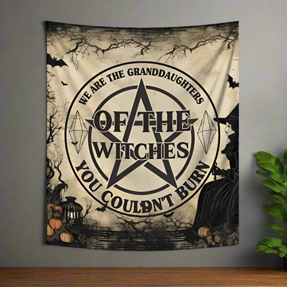 Witch Pentacle Tapestry Gothic Halloween Wall Hanging-MoonChildWorld