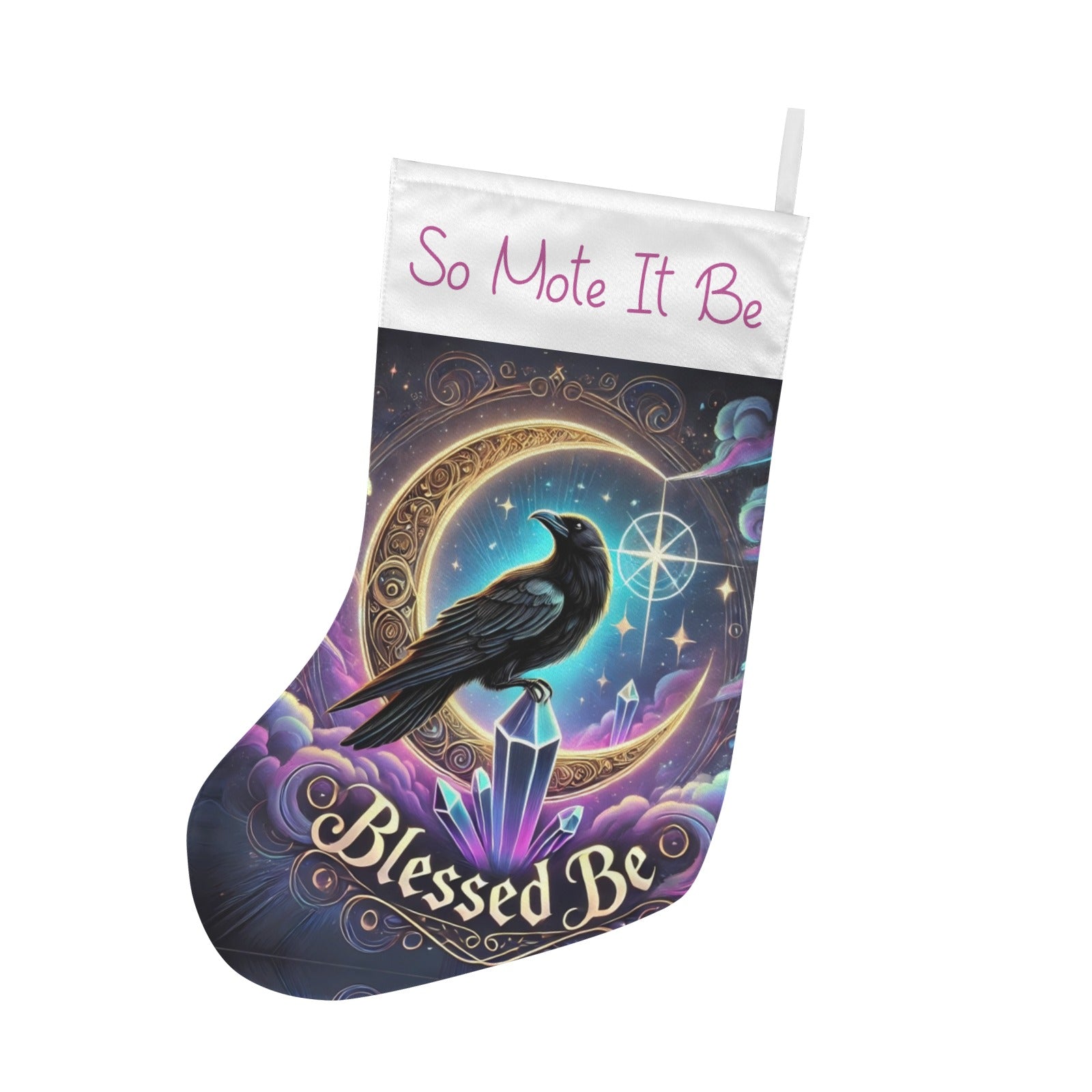 Witchy Raven Gothic Crow Christmas Stocking for Yule Decorations-MoonChildWorld