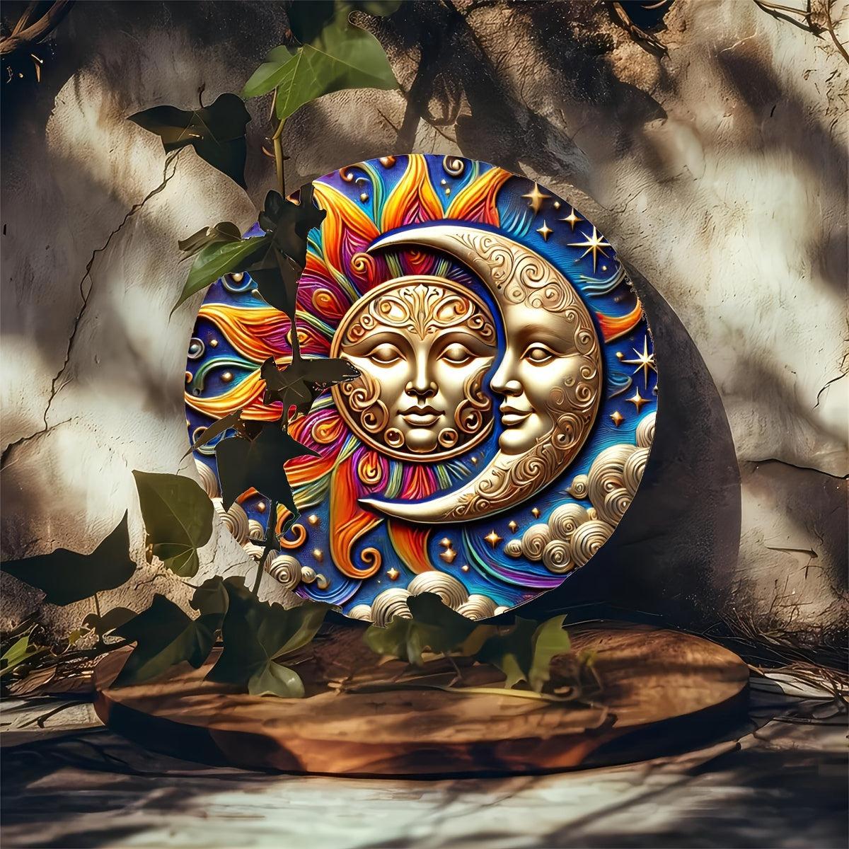 Solar and Lunar Wall Art Sun and Moon Metal Sign-MoonChildWorld