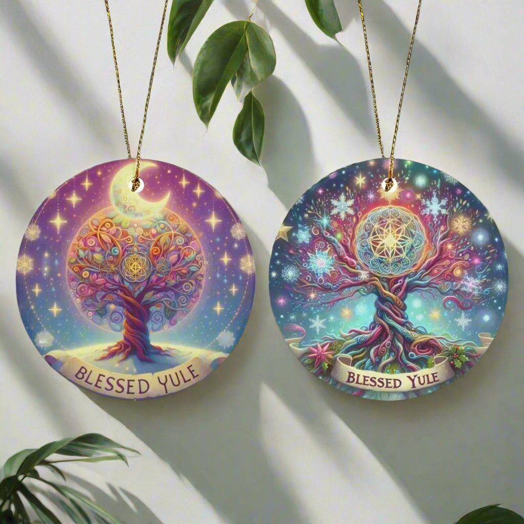 Spirit Tree of Life Ceramic Christmas Ornament for Pagan Yule Decor-MoonChildWorld