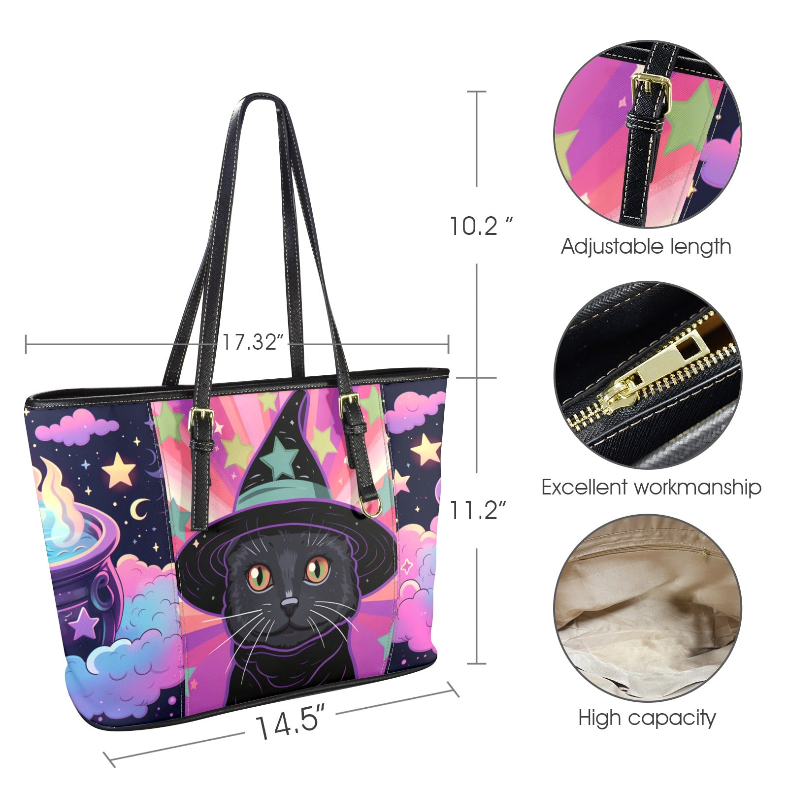 Witchy Black cat Tote Bag-MoonChildWorld