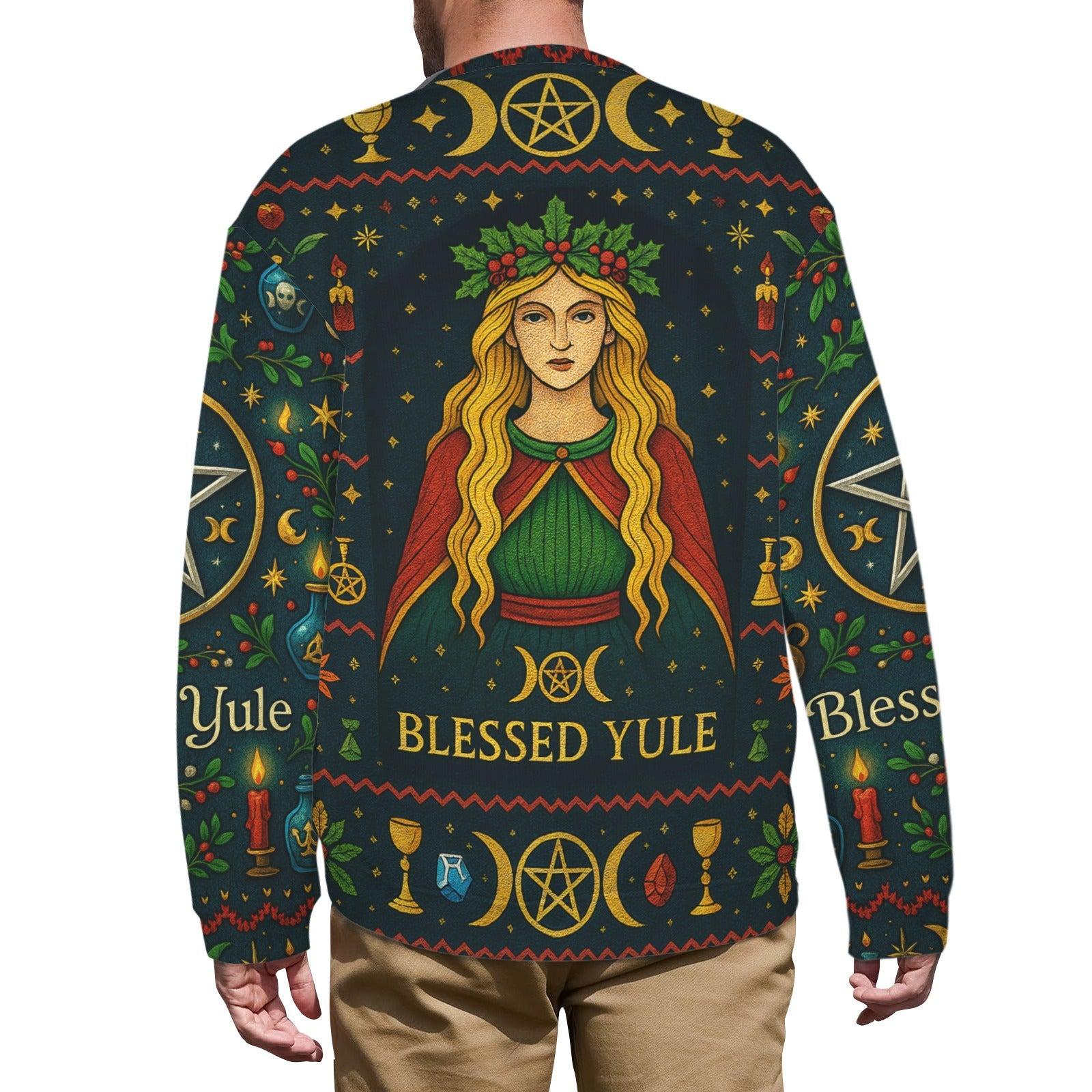 Yule Goddess Pagan Sweatshirt Blessed Yule Wicca Christmas Sweater-MoonChildWorld