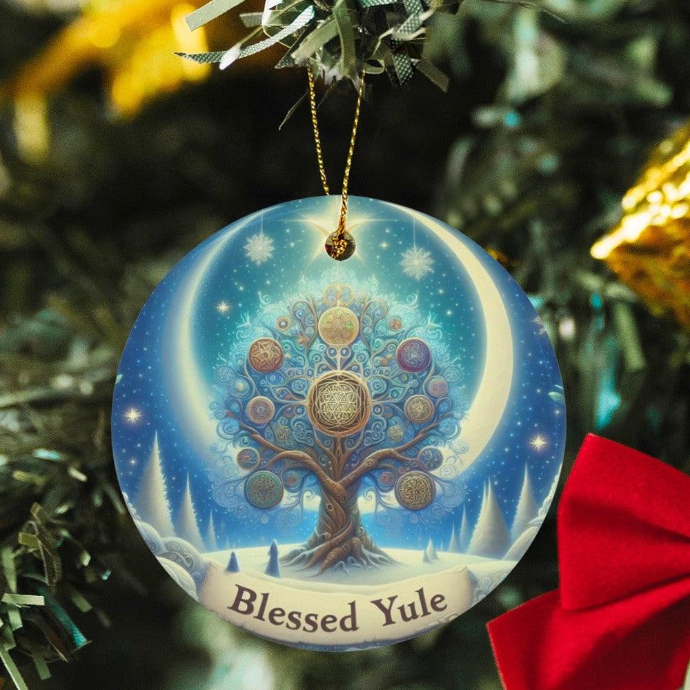 Spirit Tree of Life Ceramic Christmas Ornament for Pagan Yule Decor-MoonChildWorld