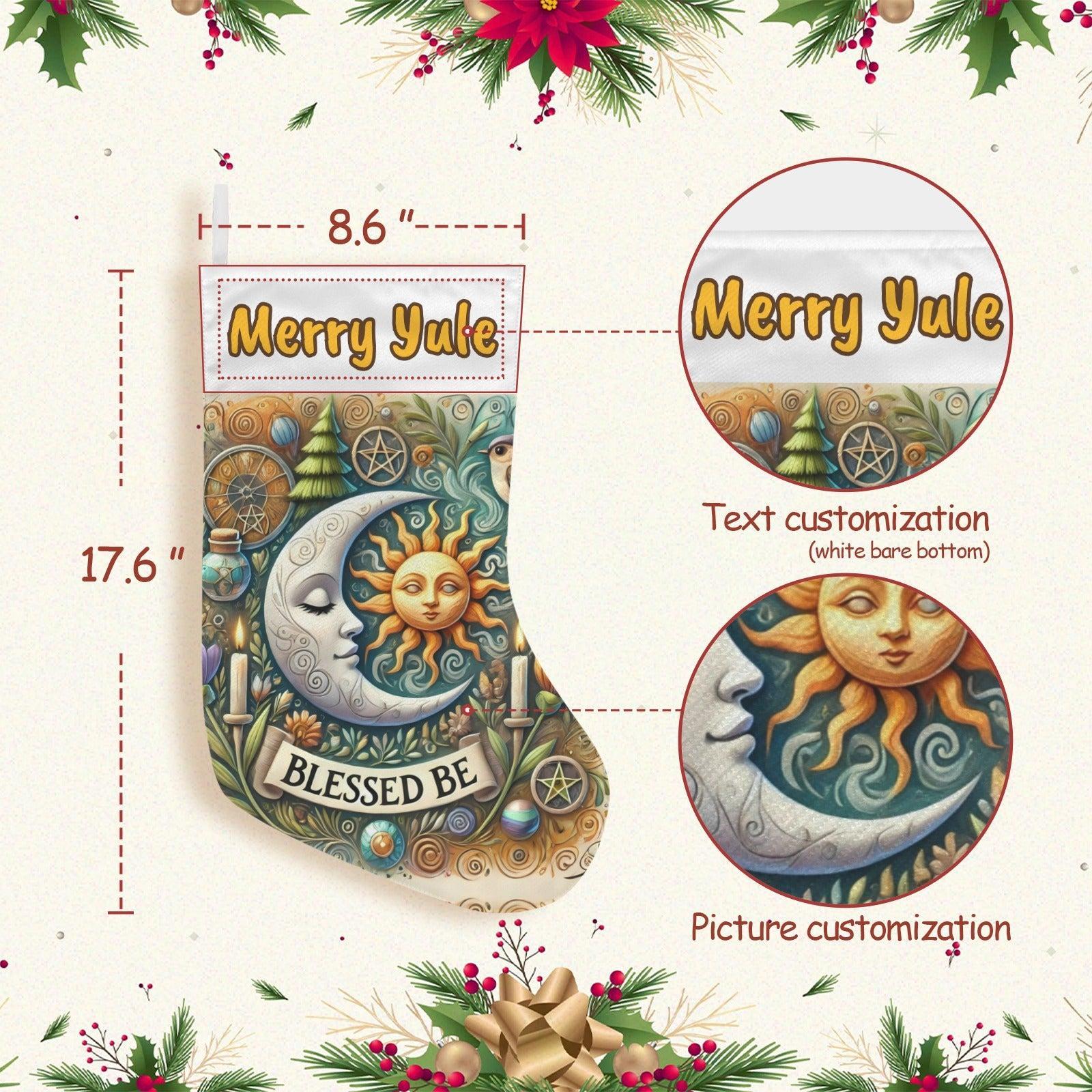 Pagan Sun Moon Wicca Christmas Stocking for Yule Decorations-MoonChildWorld