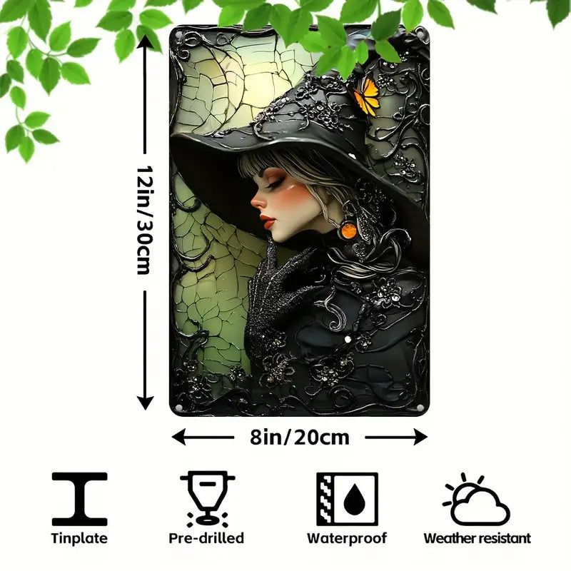 Gothic Witch Wall Art Witchy Metal Sign for Halloween Wall Decor-MoonChildWorld