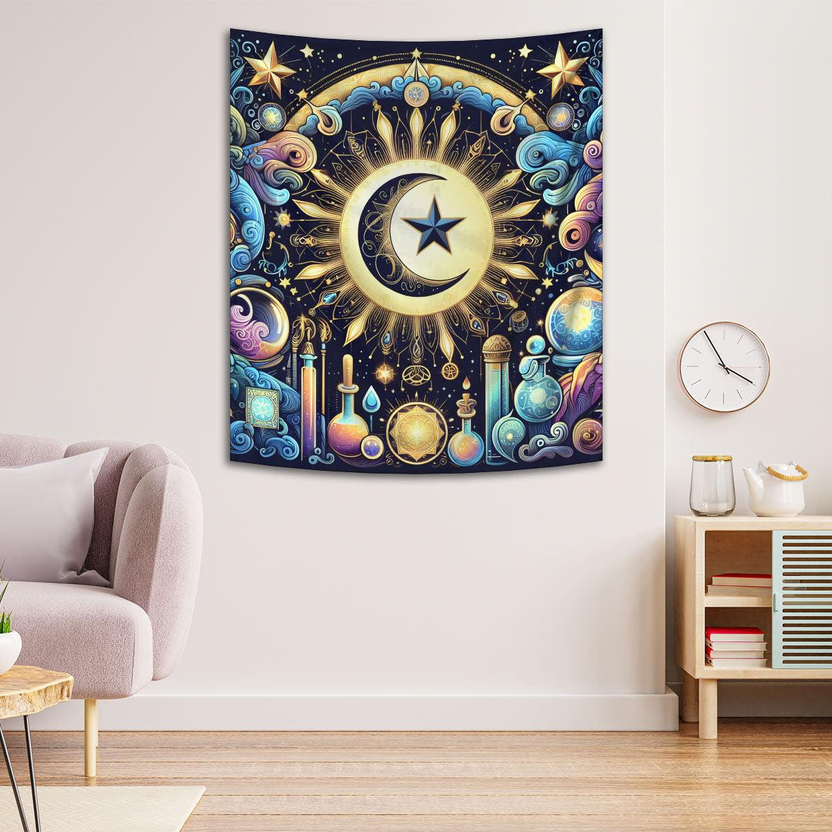 Celestial Moon Tapestry Pagan Wall Hanging-MoonChildWorld