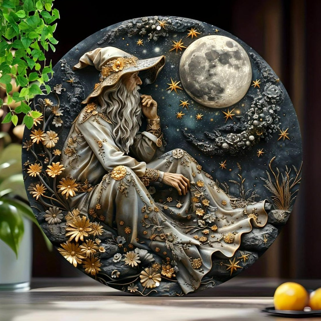 Moon Wizard Metal Sign Mystic Witch Home Decor-MoonChildWorld