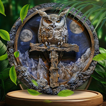 Cross and Owl Metal Sign Enchanting Home Decor-MoonChildWorld