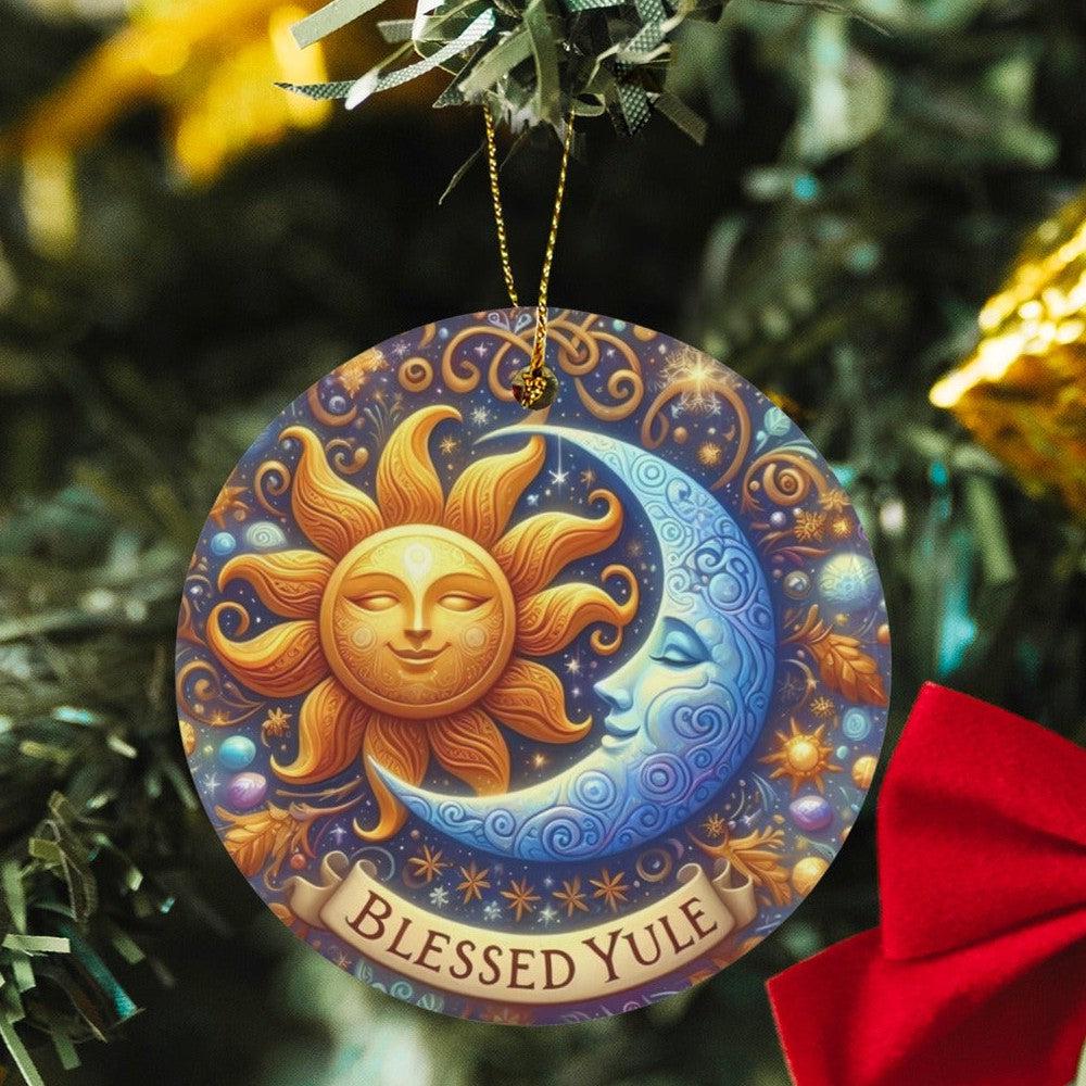 Sun Moon Ceramic Christmas Ornament for Yule Tree Decorations-MoonChildWorld