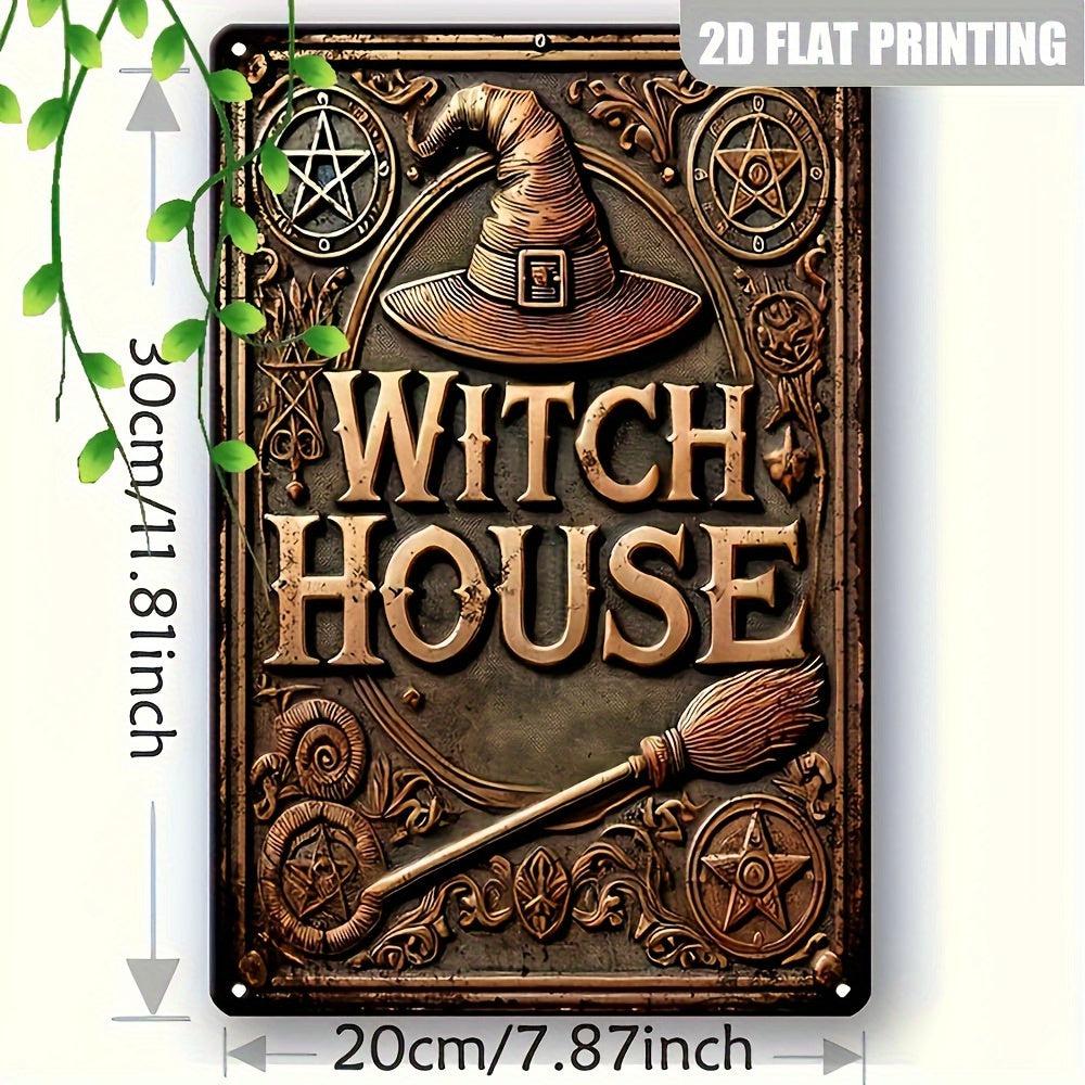 Witch House Metal Sign Witch Wall Decor Halloween Welcome Sign-MoonChildWorld