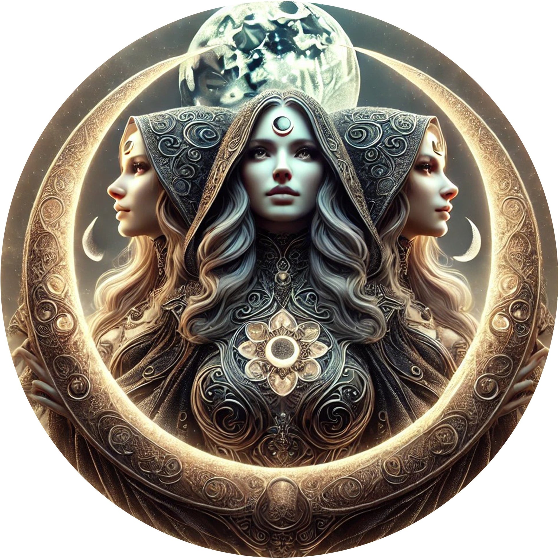 Triple Moon Goddess Wall Art Hecate Goddess Metal Sign for Wicca Home Decor-MoonChildWorld