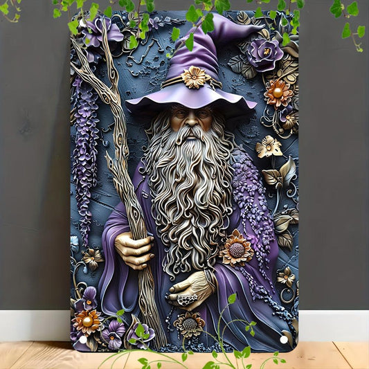 Enchanted Forest Wizard Wall Art Male Witch Home Decor Witchy Metal Sign