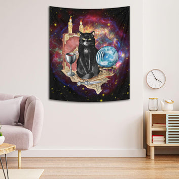 Magic Black Cat Tapestry Halloween Wall Hanging