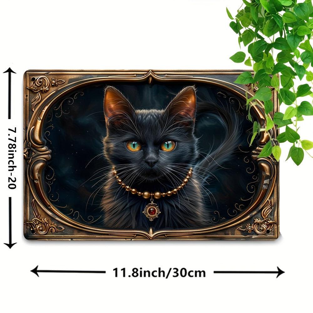 Black Cat Wall Art Occult Cat Metal Sign for Spirit Animal Home Decor-MoonChildWorld