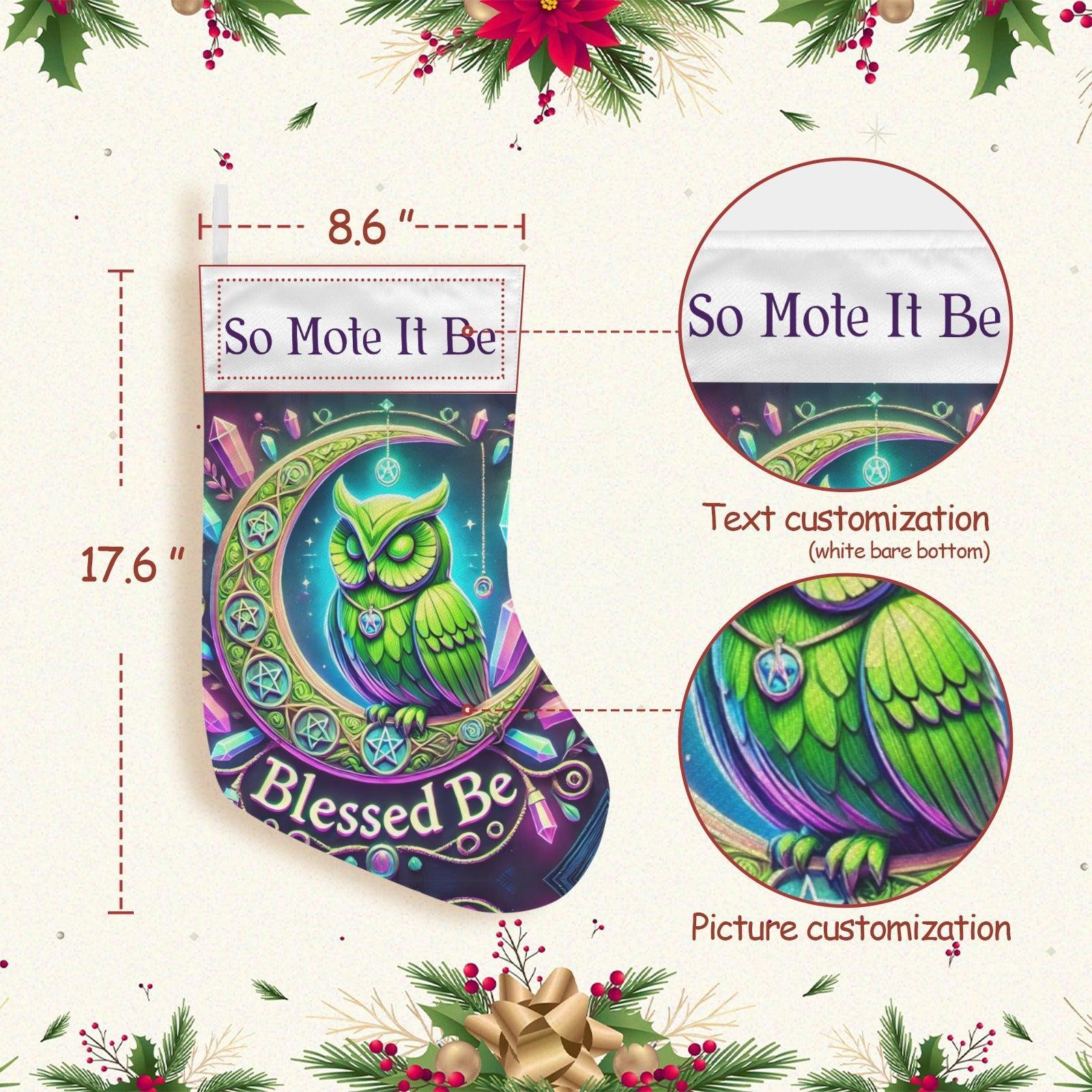 Moon Owl Wicca Christmas Stocking for Yule Decorations-MoonChildWorld