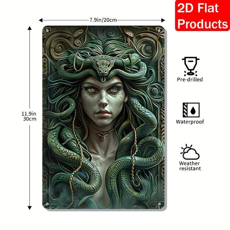 Vintage Medusa Wall Sign Medusa Metal Sign Greek Mythology Decor-MoonChildWorld