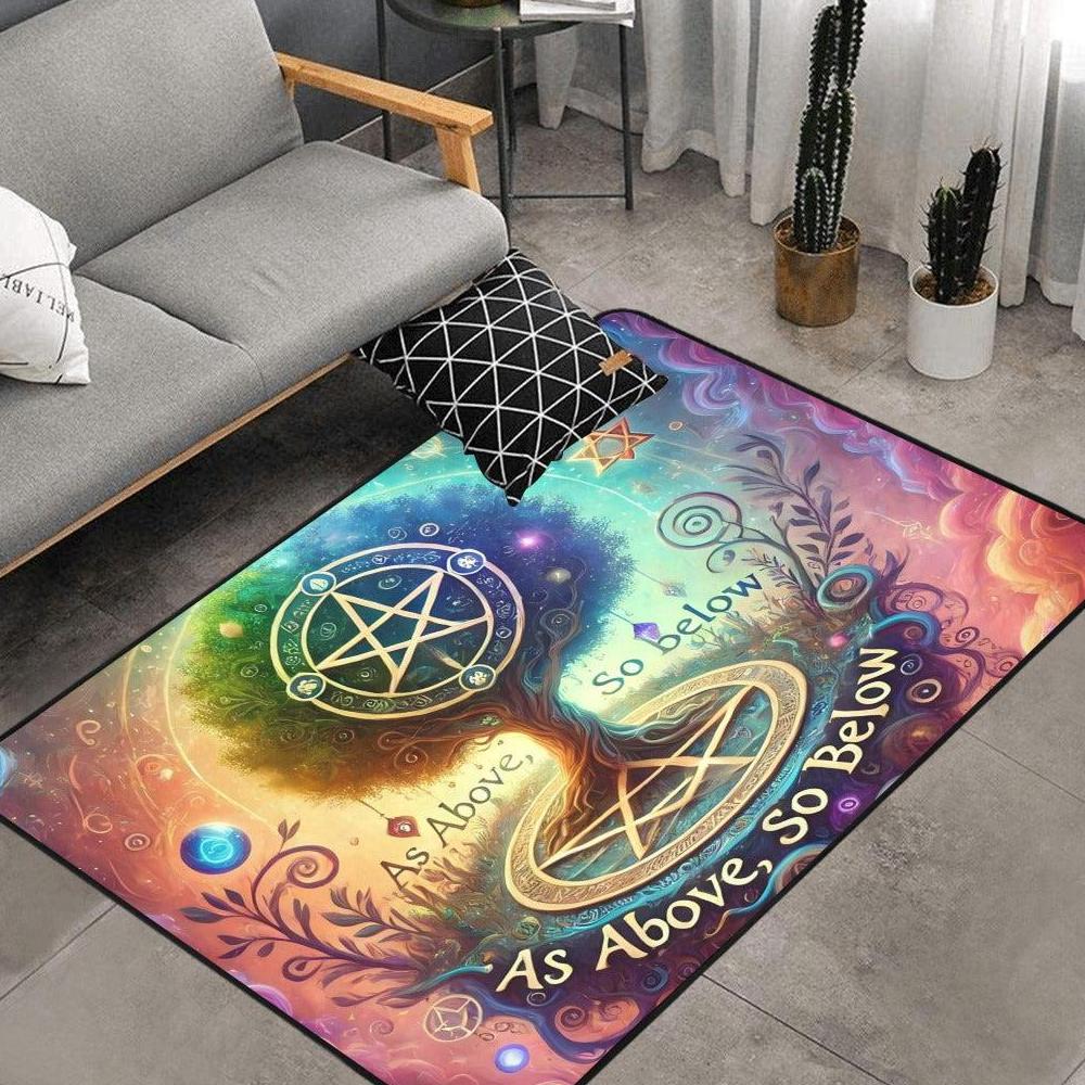 Pagan Tree of life Area Rug Wicca Pentacle Spirit Tree of life Carpet-MoonChildWorld