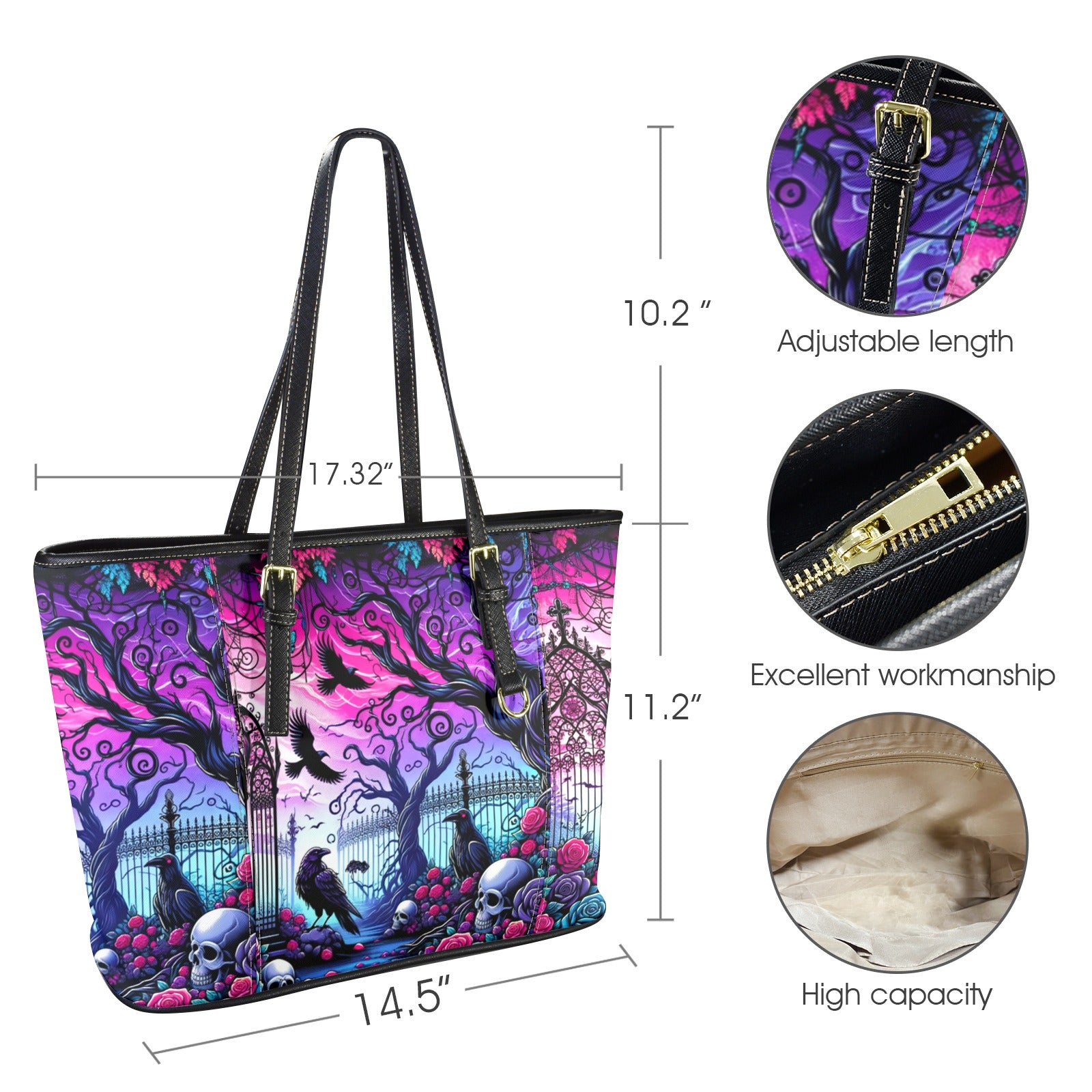 Gothic Halloween Witch Tote Bag-MoonChildWorld