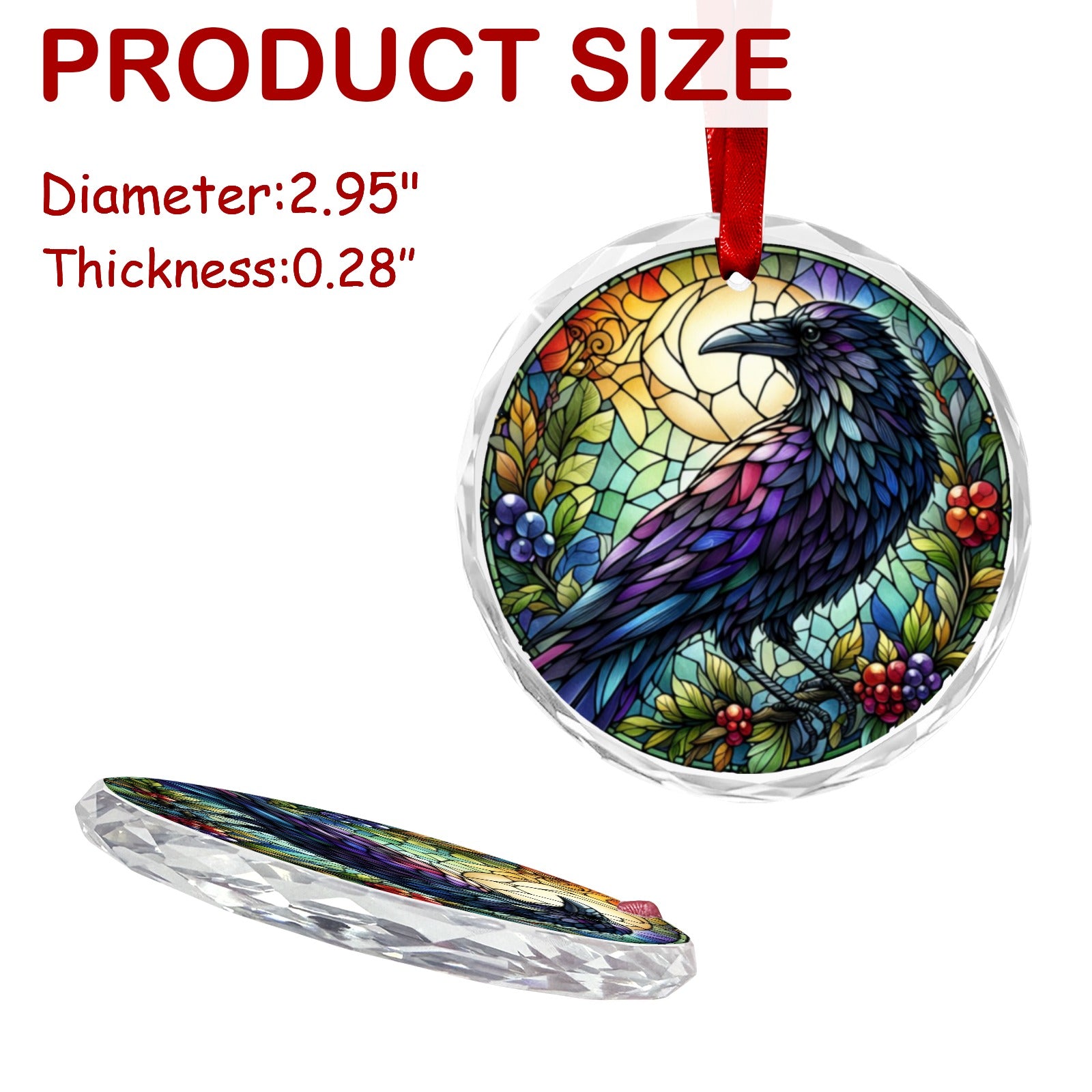 Gothic Crow Christmas Ornament Black Raven Glass Christmas Ornament-MoonChildWorld