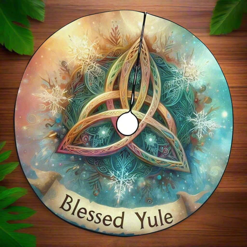 Celtic Triquetra Pagan Christmas Tree Skirt for Yule Decorations-MoonChildWorld