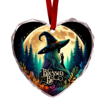 Forest Witch Gothic Christmas Heart-Shaped Crystal Glass Ornament