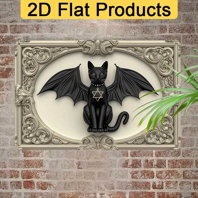 Gothic Demon Cat Wall Art Wicca Black Cat Metal Sign Witchcraft Wall Decor-MoonChildWorld