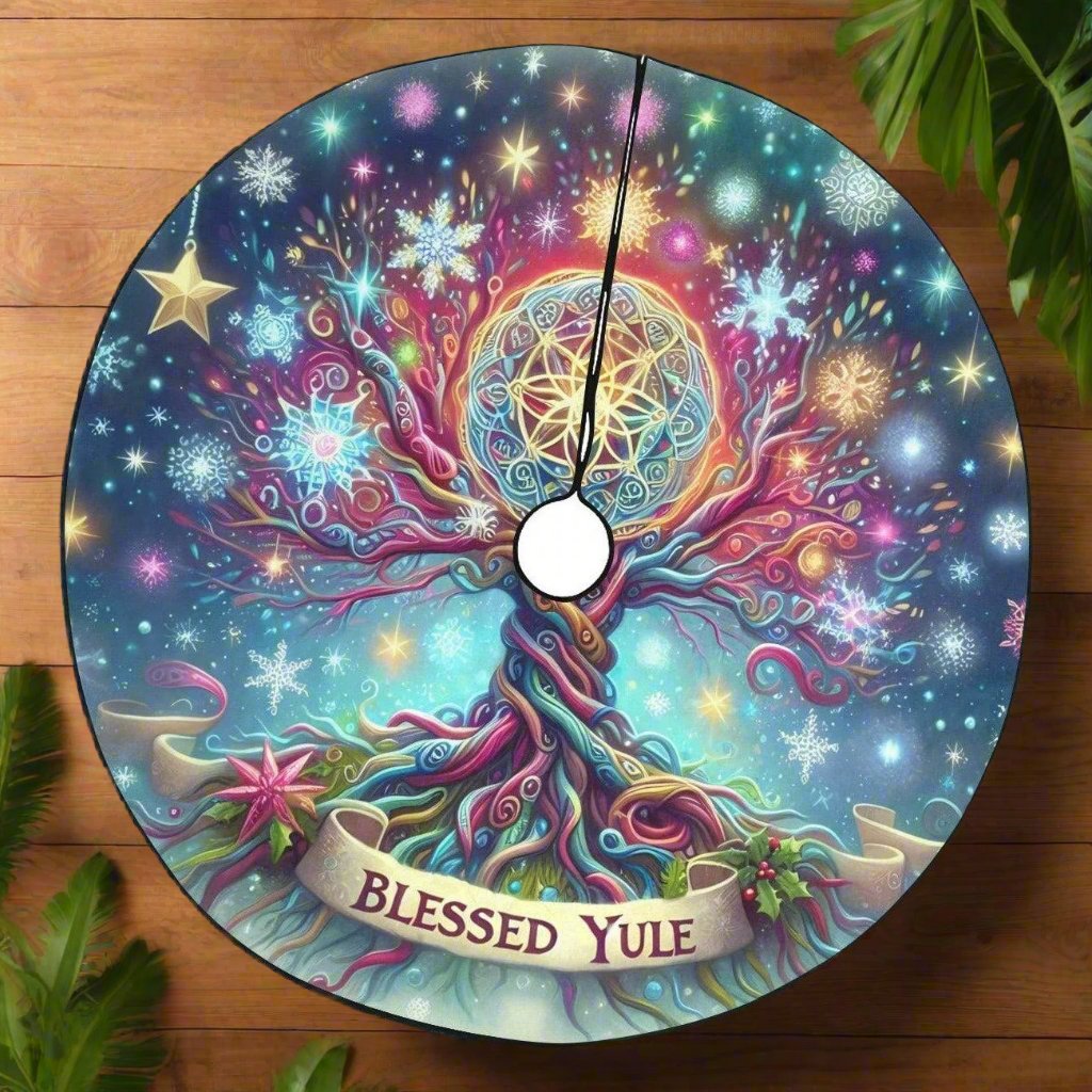 Spiritual Tree of Life Christmas Tree Skirt for Pagan Yule Decor-MoonChildWorld