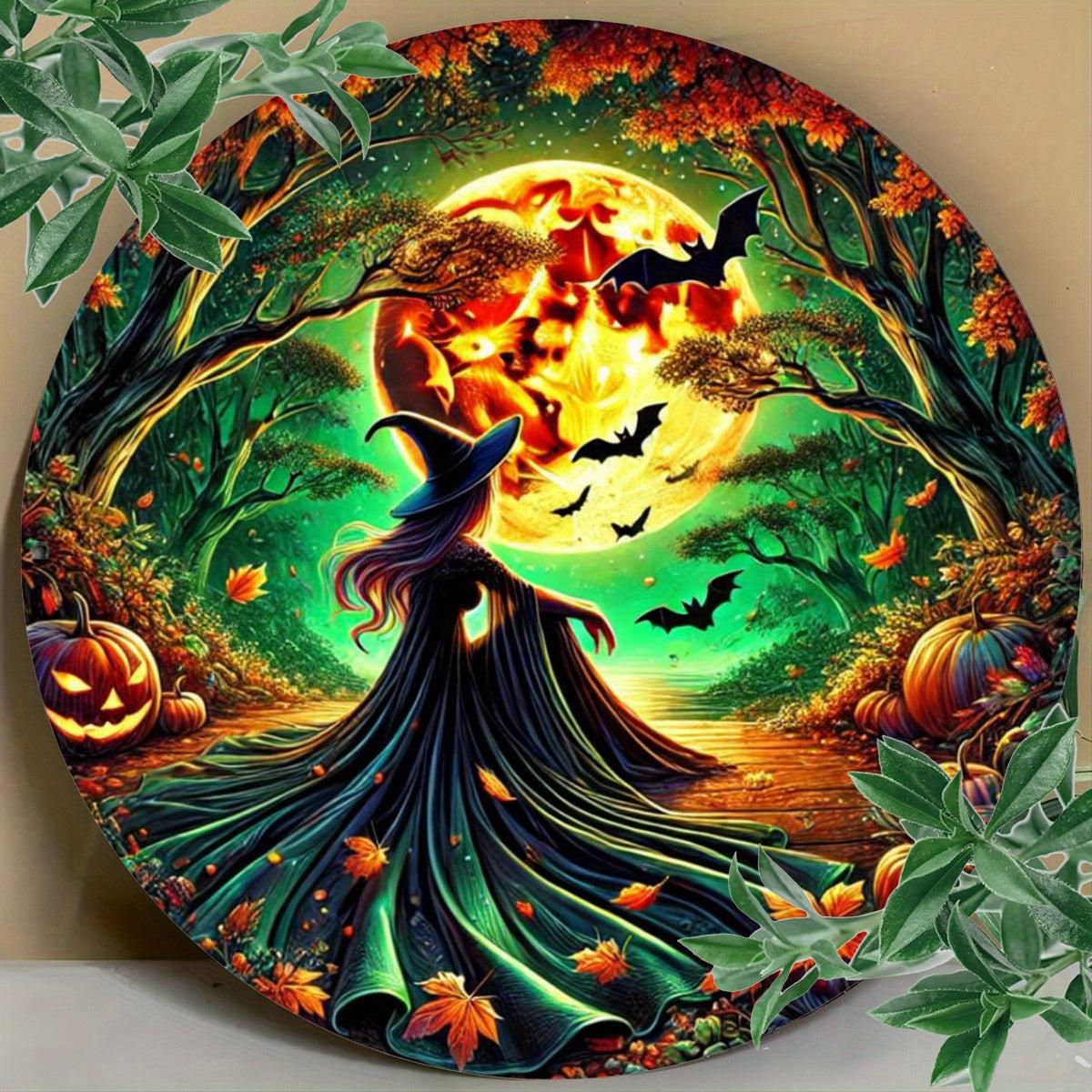 Moonlight Witch Metal Sign Halloween Wall Art-MoonChildWorld