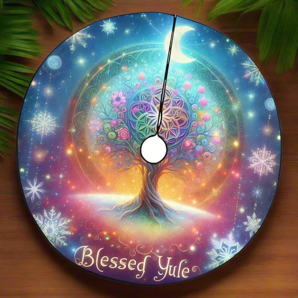 Spiritual Tree of Life Christmas Tree Skirt for Pagan Yule Decor-MoonChildWorld