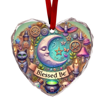 Witchcraft Symbol Wicca Christmas Heart-Shaped Crystal Glass Ornament