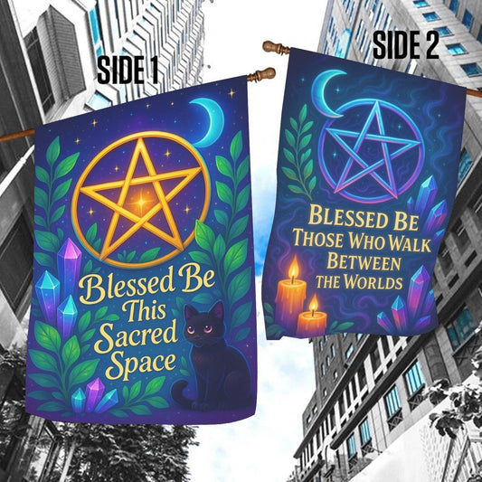 Magick Pentacle Wicca Garden Flag & House Flag - Wiccan Pagan Outdoor Decor