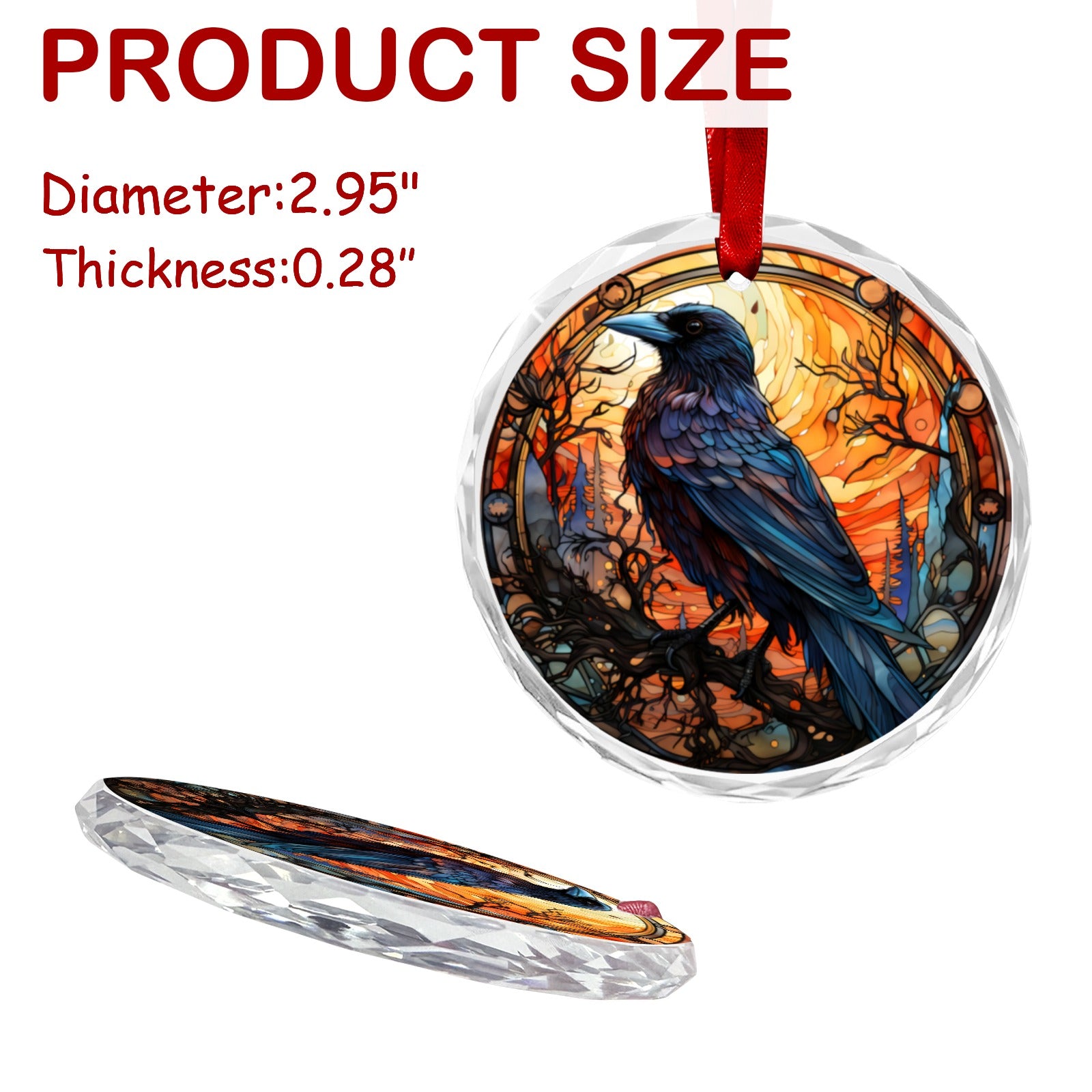 Black Raven Ornament Gothic Crow Glass Christmas Ornament-MoonChildWorld